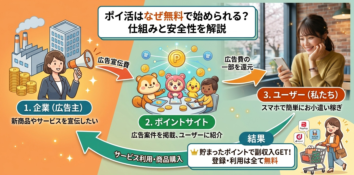 ポイ活はなぜ無料で始められる?仕組みと安全性を解説